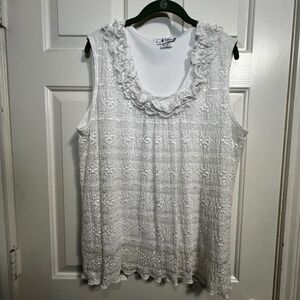 White lace overlay tank